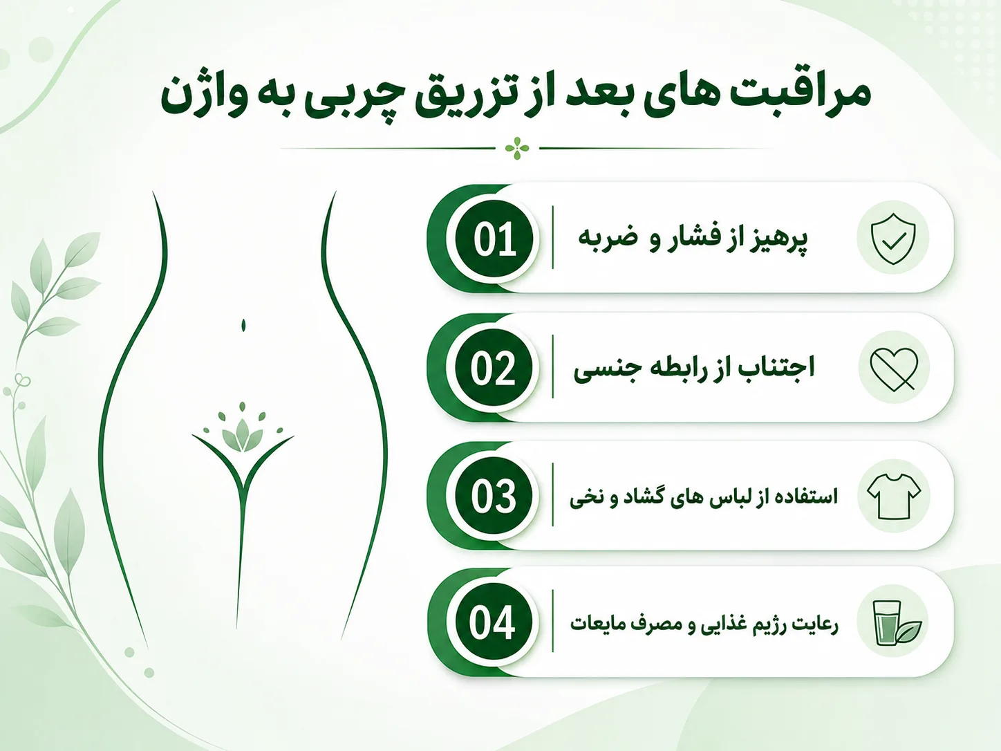 مراقبت های بعد از تزریق چربی به واژن
